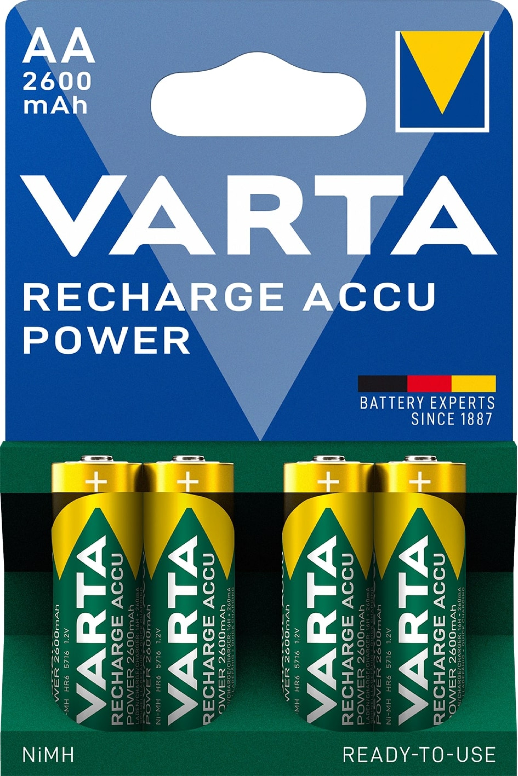 VARTA Rechargeable AA Batteries 2600mAh Pack of 4 